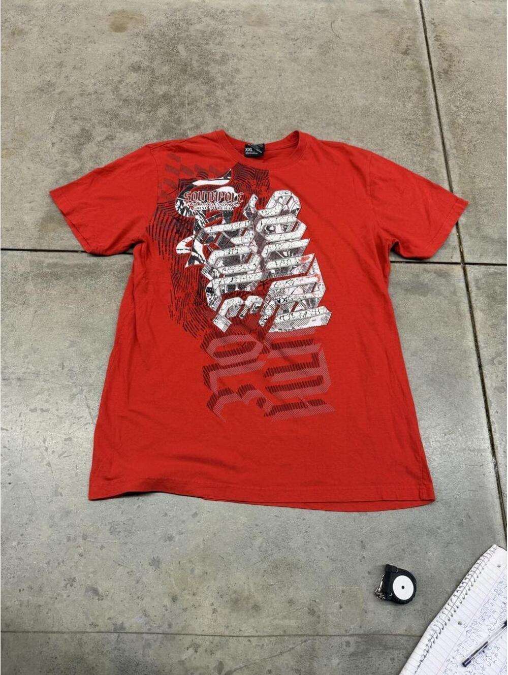 vintage southpole red and white big logo spell out shirt xl TAGGED XXL FITS XL